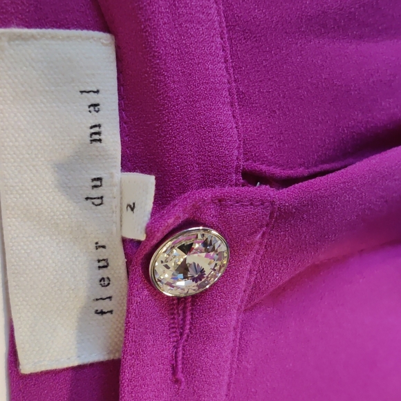 Fleur du Mal Hot Pink Wide Leg High Rise Pants Size 2 - Picture 5 of 9